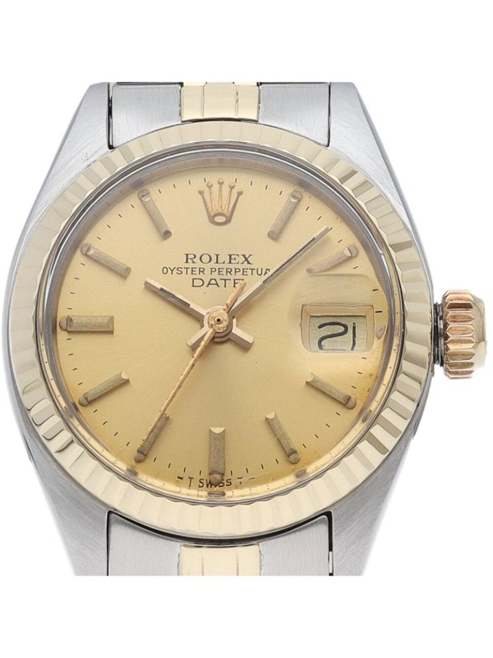 Rolex Oyster Perpetual Date Watch Antique 18k Yellow Gold SS